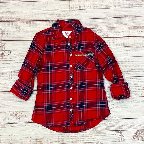 Girls Pretty in Plaid Button Up Shirt 2-Piece Set - Picture 2 of 8